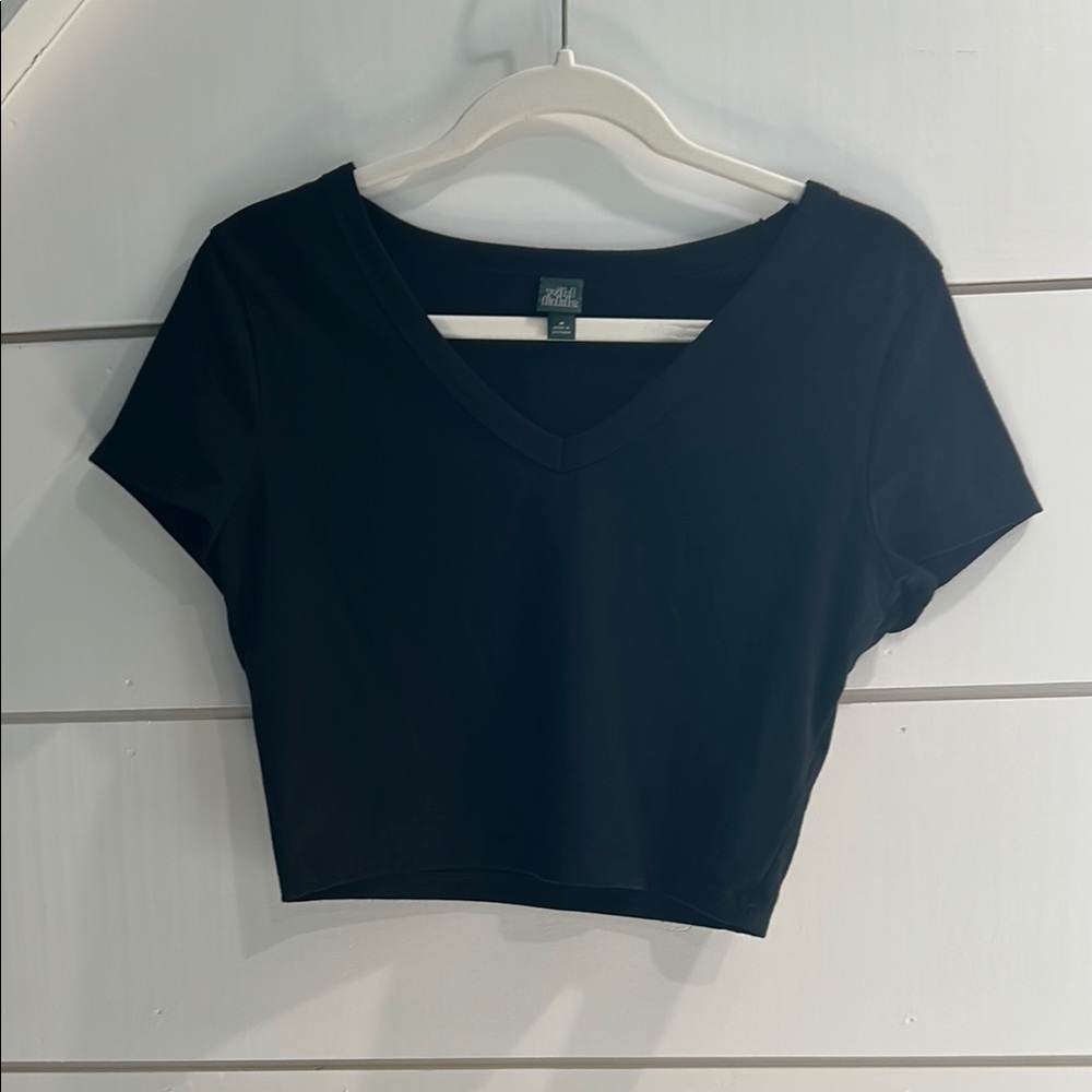 Black V-Neck Women's Top